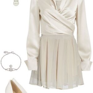 ADEAM Japan Intermix “Parachute” beige chiffon classic shorts XS S M L